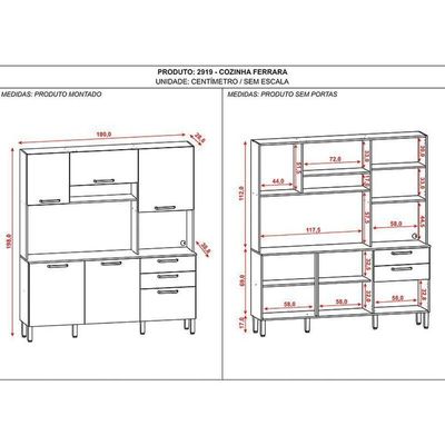 Cozinha Ambiente Ferrara 6 Portas E 2 Gavetas Freijó Gris - Kits Paraná