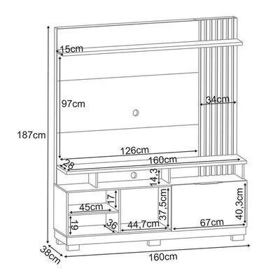 Estante Home Theater Artheo Cinamomo Off White - Hb Móveis