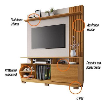 Estante Home Theater Artheo Cinamomo Off White - Hb Móveis