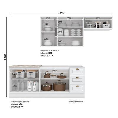 Cozinha Modulada Nova York 5 Peças Branco Hp Com Tampo Cooktop Calcare – Henn