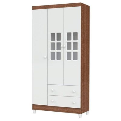 Berço Mirelle E Guarda Roupa Mariah 3 Portas Branco Acetinado Amadeirado Com Colchão – Carolina