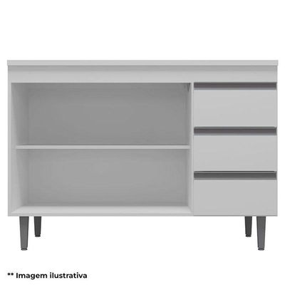Balcão De Pia Andréia 120cm Amêndoa Branco - Ajl