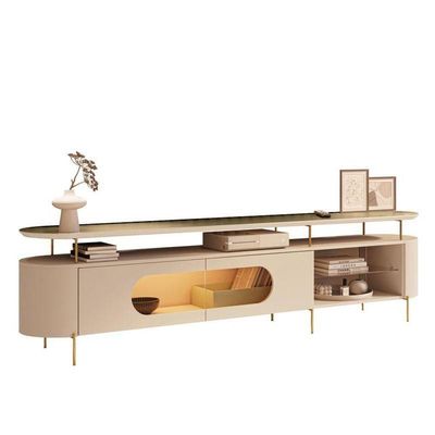 Rack Bancada ária Com Painel Suspenso Nobre Champanhe Off White - Hb Móveis