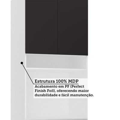 Paneleiro 70cm 4 Portas E 1 Nicho Para Forno Microondas Dora Branco/preto