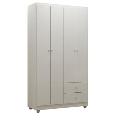 Quarto De Bebê Louise 4 Portas Com Berço Doce Sonho 100 Rodízios Branco Brilho E Colchão - Ajl