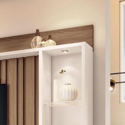 Estante Home Theater Titan Castanho Off White - Hb Móveis