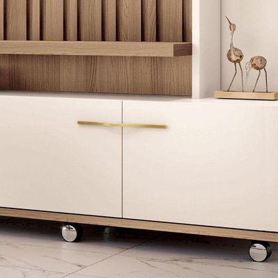 Estante Home Theater Titan Castanho Off White - Hb Móveis