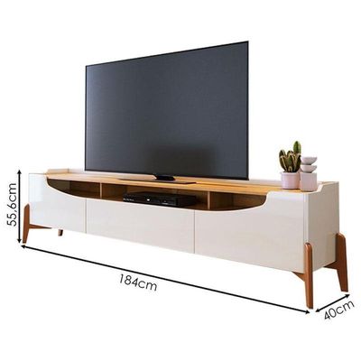 Rack Bancada Studio Com Painel Para Tv Loft 1.8 Off White Nature - Imcal