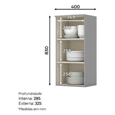 Armário Aéreo 1 Porta 40 Cm Nova York Cinza – Henn