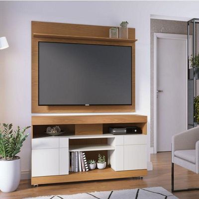 Rack Bancada Yara E Painel Para Tv Maia Freijó Off White – Colibri