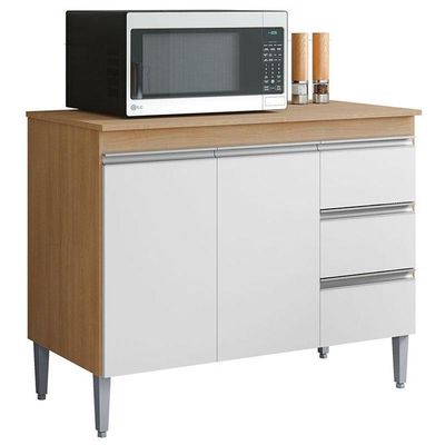 Balcão De Cozinha Ambiente Andréia Com Tampo 100 Cm Amêndoa Branco - Ajl