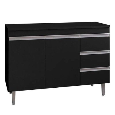 Balcão De Cozinha Andréia Com Tampo 100 Cm Preto Fosco - Ajl