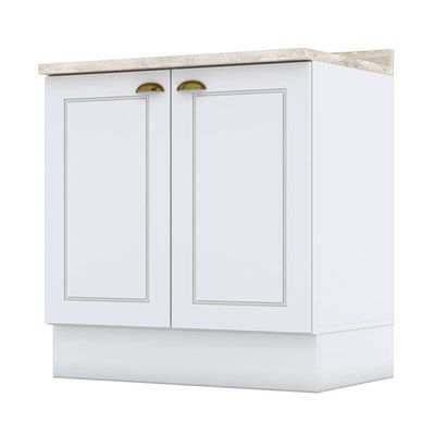 Balcão 2 Portas 80 Cm Americana Branco Com Tampo Calcare – Henn