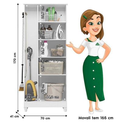 Armário Multiuso Ambiente Jade Branco Brilho - Moval
