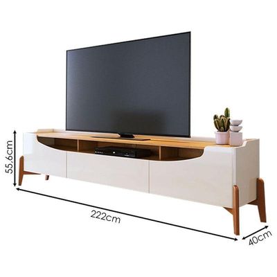 Rack Bancada Ambiente Studio Com Painel Para Tv Loft 2.2 Off White Nature - Imcal
