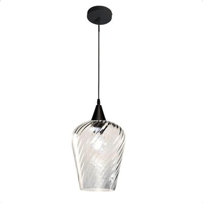 Lustre Pendente Taschibra Monalisa G Rigato Transparente E27 Bivolt Preto
