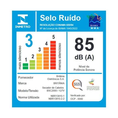 Secador De Cabelos Britânia BSC2000 6 Combinações 2000W 110V