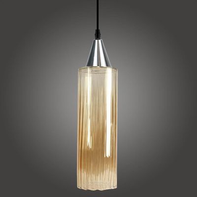 Lustre Pendente Taschibra Anne Rigato âmbar E27 Bivolt Prata