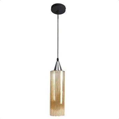 Lustre Pendente Taschibra Anne Rigato âmbar E27 Bivolt Prata