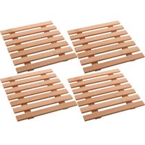 4 Descansos de Panela 17cm Quadrados de Bambu Porta Panela Chaleiras e Travessas Lyor
