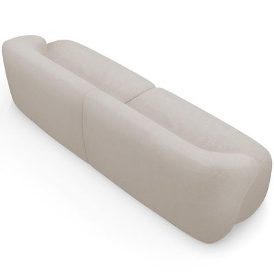 Sofá 3 Lugares Curvo Orgânico Living 250cm Barolo L06 Bouclê Bege