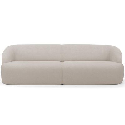 Sofá 3 Lugares Curvo Orgânico Living 250cm Barolo L06 Bouclê Bege