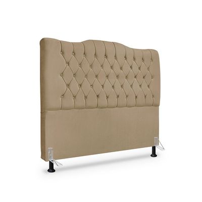 Kit Cabeceira E Calçadeira Baú Dunas Queen 160 Cm - Veludo Bege Escuro