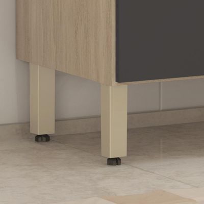 Cozinha Compacta 3 Pçs 6 Pts 1 Gavetas Dama Avena/grafito Demóbile Avena/grafito