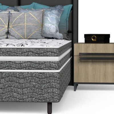 Conjunto Box Solteiro Mola Ensacada Prodormir Solar Bambu Cinza