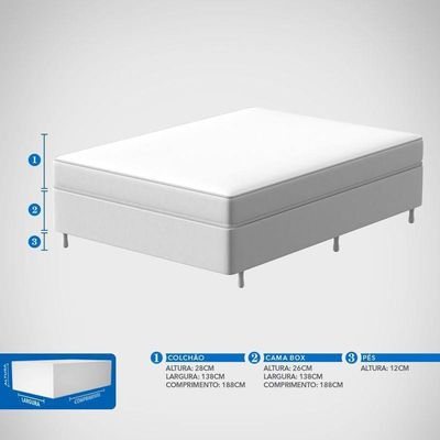Conjunto Box Casal Mola Ensacada Prodormir Outback New Cinza