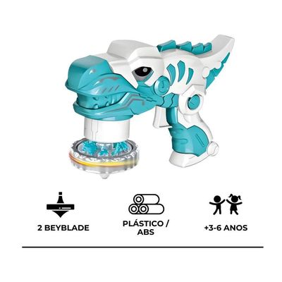 Brinquedo Beybleid Batalha Dinossauro Lançador De Disco Conjunto De 3 Pião