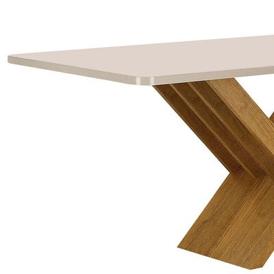 Mesa De Jantar 180cmx90cm Tampo De 40mm Aurora Valdemoveis Cinamomo/off White