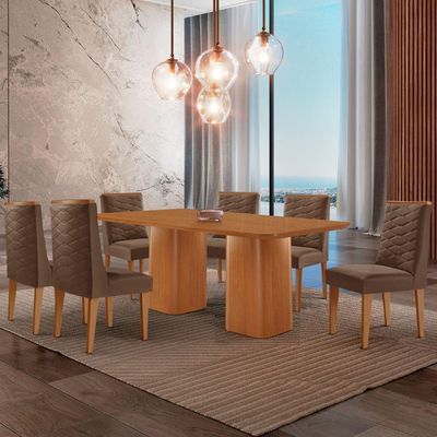 Mesa De Jantar Eloise 180cm Tampo Mdf 6Cadeiras Moderna