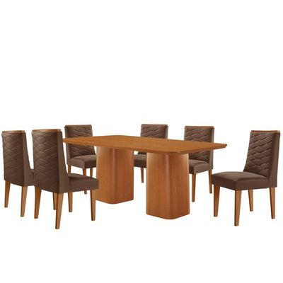 Mesa De Jantar Eloise 180cm Tampo Mdf 6Cadeiras Moderna