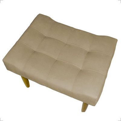 Puff Decorativo Confortável Retangular Para Sala Recepção Quarto Requinte Suede Cores Pés Palito