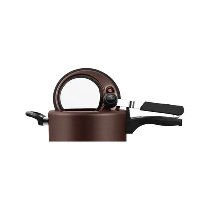 Panela De Pressão Alumínio Chocolate C/visor De Vidro 4,5l 9195