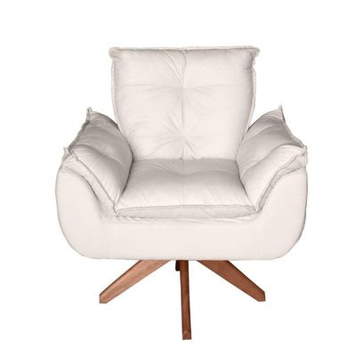 Poltrona/cadeira Decorativa Glamour Opala Com Base Giratória 30cm Em Madeira Bege