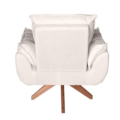 Poltrona/cadeira Decorativa Glamour Opala Com Base Giratória 30cm Em Madeira Bege