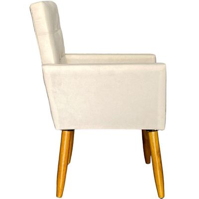 Poltrona Decorativa Para Sala Recepção Isa Suede Cores Pé Palito Castanho