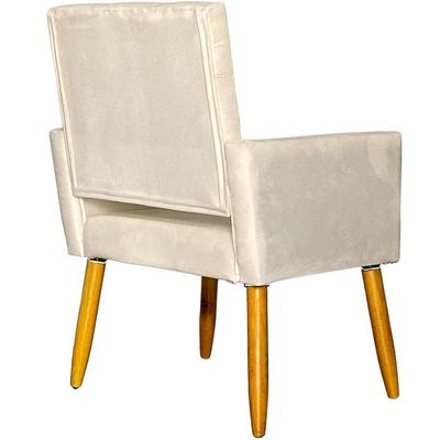 Poltrona Decorativa Para Sala Recepção Isa Suede Cores Pé Palito Castanho