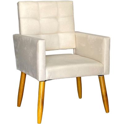 Poltrona Decorativa Para Sala Recepção Isa Suede Cores Pé Palito Castanho