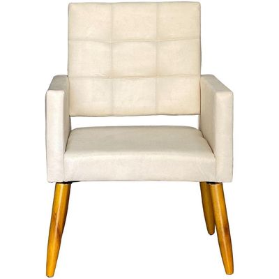 Poltrona Decorativa Para Sala Recepção Isa Suede Cores Pé Palito Castanho
