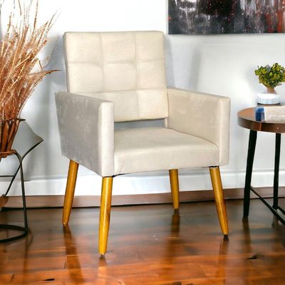 Poltrona Decorativa Para Sala Recepção Isa Suede Cores Pé Palito Castanho