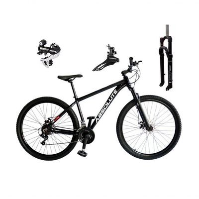 Bicicleta Aro 29 Absolute Nero 5 Câmbio Shimano 24v Acera K7 Garfo Trava Freio A Disco - Preto
