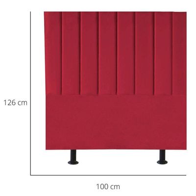 Cabeceira Estofada Cama Box Solteiro 100 Cm Alice Suede Vermelho