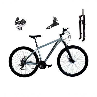 Bicicleta Aro 29 Absolute Nero 5 Câmbio Shimano 24v Acera K7 Garfo Trava Freio A Disco - Cinza