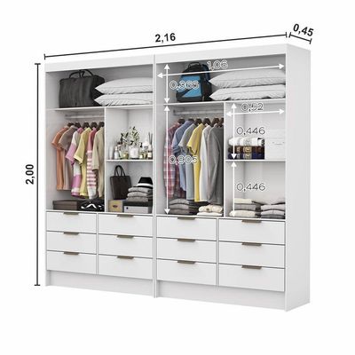 Closet Casal Sevilha 4 Portas Premium 12 Gvts Carioca Móveis Branco