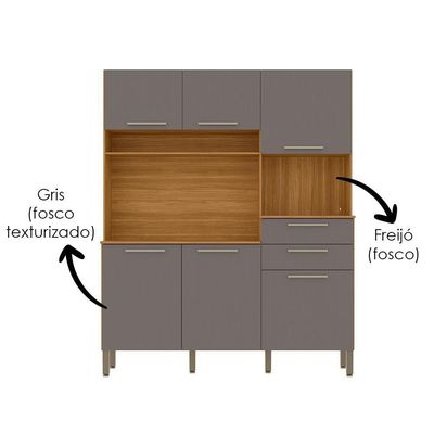Cozinha Compacta 6 Portas 2 Gavetas 161Cm Montesa Freijo.