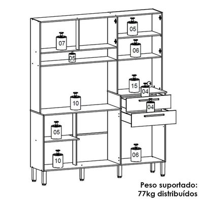 Cozinha Compacta 6 Portas 2 Gavetas 161Cm Montesa Freijo.