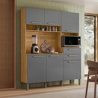 Cozinha Compacta 6 Portas 2 Gavetas 161Cm Montesa Freijo.